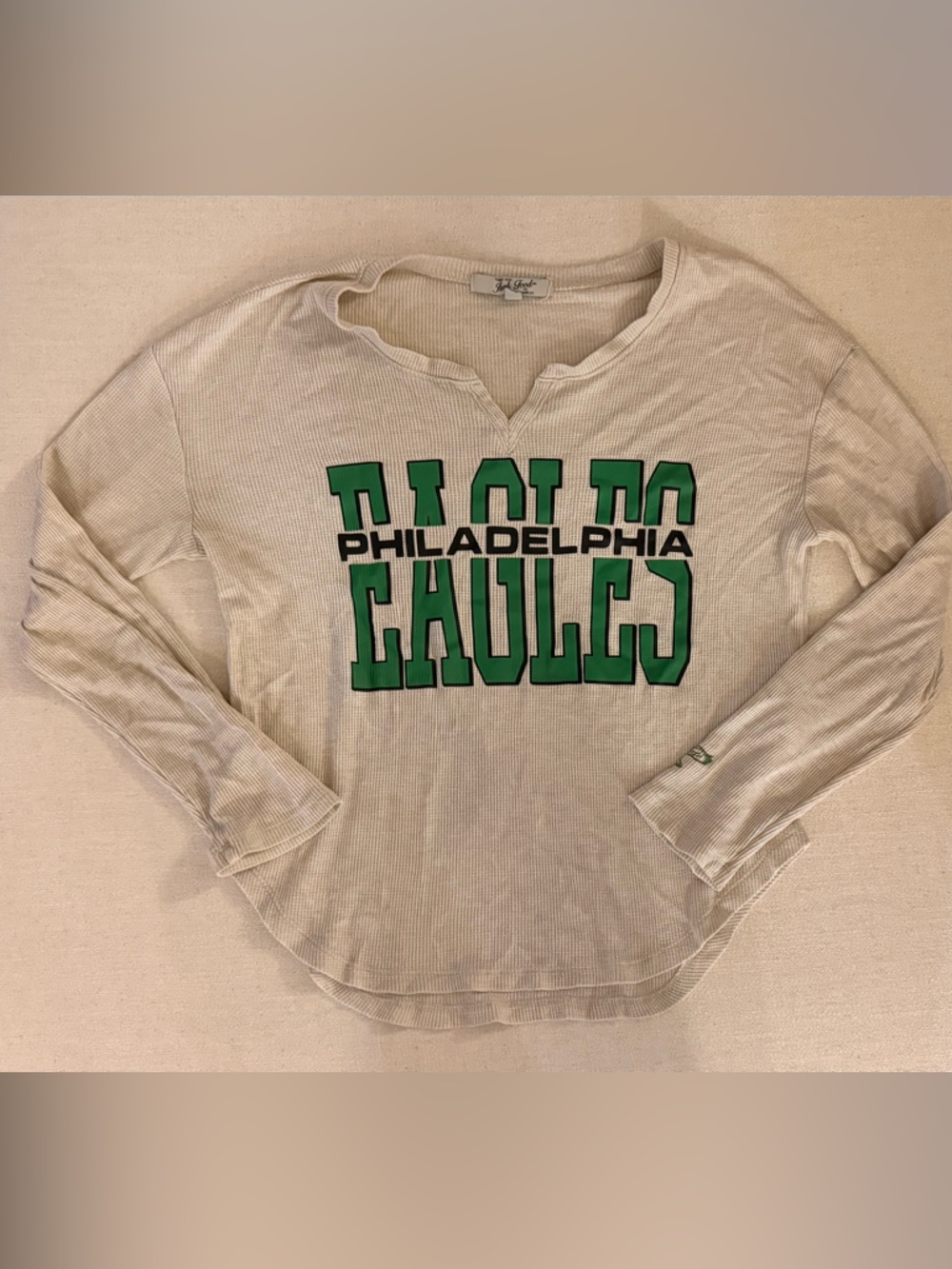 Eagles Junk Food Clothing Cream Waffle Knit Long Sleeve